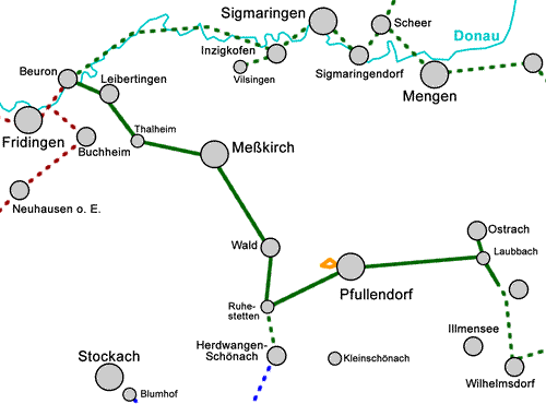 Karte OberschwabenKunstweg Abschnitt 4 zwischen Leibertingen und Ostrach