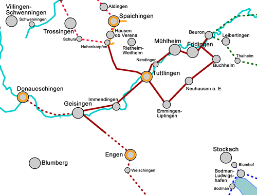 Karte DonauHegauKunstweg Abschnitt 1 zwischen Fridingen und Geisingen