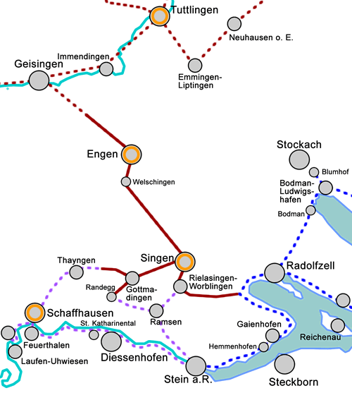 Karte DonauHegauKunstweg Abschnitt 2 zwischen Engen und Radolfzell