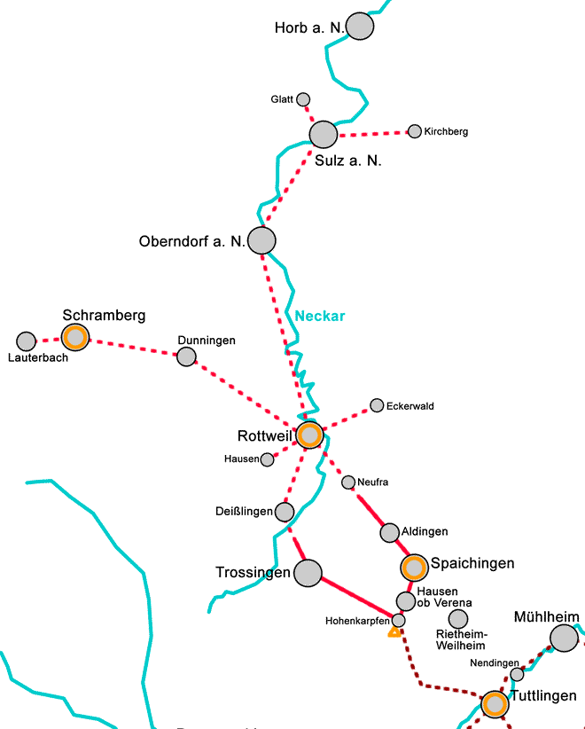 Karte Kunstweg oberer Neckar Abschnitt 1 im Landkreis Tuttlingen